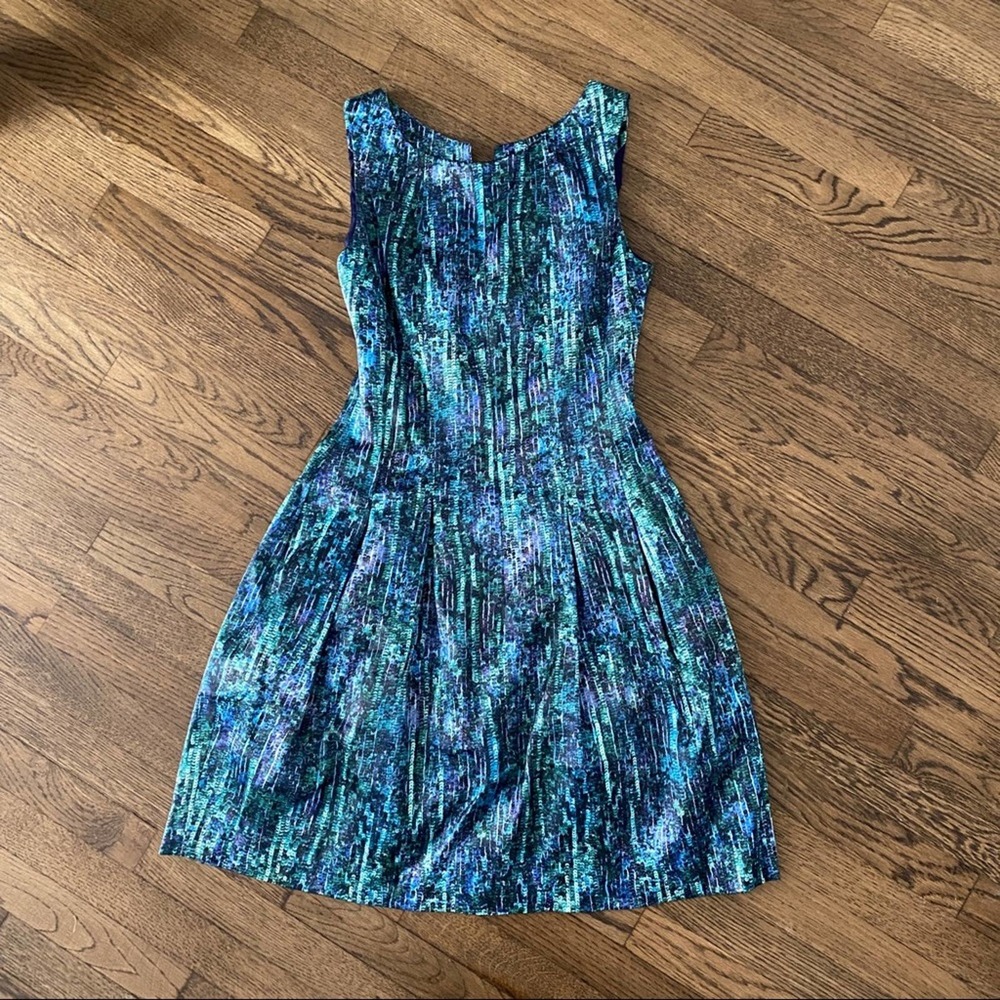 Zara XS Blue Green Sequins Print Sleeveless Dress